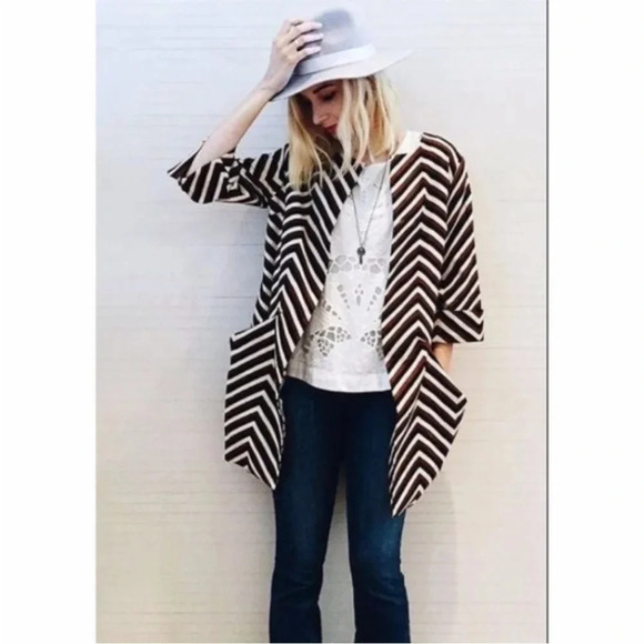 Anthropologie Eva Franco Chevron Car Coat - Picture 2 of 8